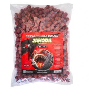 Krmné boilies Power Attract jahoda 5kg 20mm